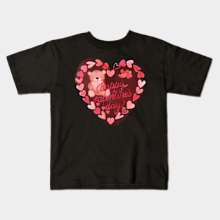 cute bear happy valentine's day Kids T-Shirt